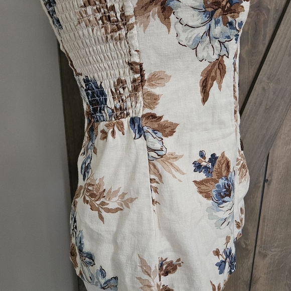 ABERCROMBIE & FITCH Strapless flared hem top in cream botanical print.XS NWT - Picture 3 of 13